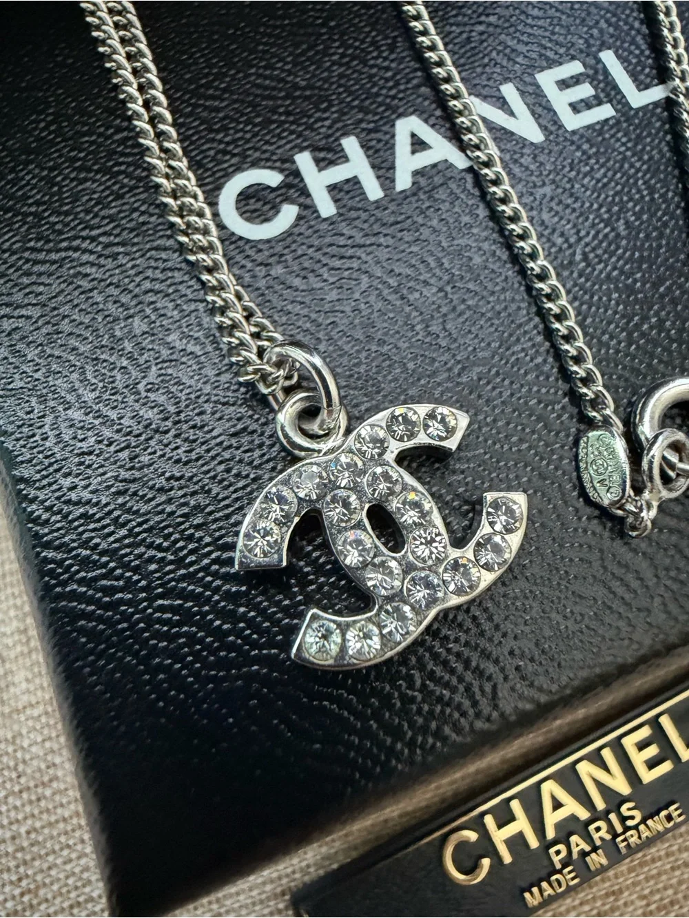 CHANEL Crystal CC Pendant Necklace